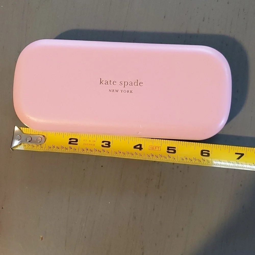 Kate Spade Eyeglass/Sunglasses Case Green & Pink HARD side Lined
